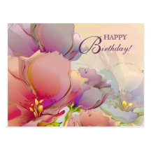Watercolor Painting Happy Birthday Postcards