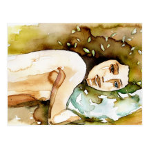 watercolor portrait of a sensual woman. postcards