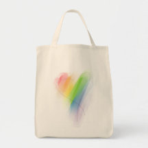Watercolor Rainbow Heart Bag
