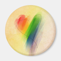 Watercolor Rainbow Heart Fridge Magnets