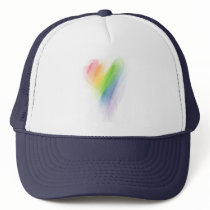 Watercolor Rainbow Heart Mesh Hats