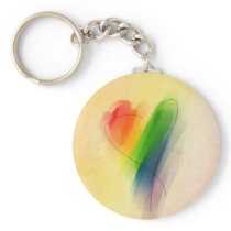 Watercolor Rainbow Heart Keychains