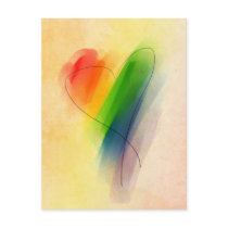 Watercolor Rainbow Heart Postcard