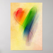 Watercolor Rainbow Heart Print
