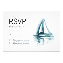 Watercolor Sailing Boat Wedding RSVP Response Card