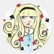 Watercolor Sketch Alice Round Sticker