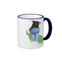 Watercolor Stellar Jay, Bird, Nature Collection Coffee Mugs