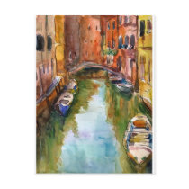 Watercolor Venice Painting Postcard