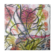 Watercolour flower ceramic tiles