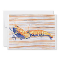 Watercolour of Shrimp on a dock, fishing bait Personalized Invite