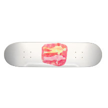 Watercolour sillouttes of two guitar players Pink Skate Board Deck