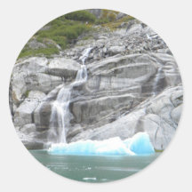 Waterfall and Iceberg Alaska Inside Passage Round Sticker