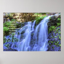 Waterfall and Moss HDR Print w/Scripture Verse