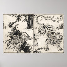 WATERFALL and TIGER - JAPANESE - 1720 Posters