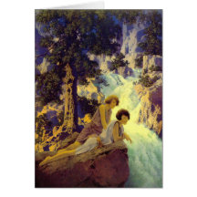 "Waterfall", by Maxfield Parrish Greeting Card