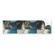 Waterfall Onto Beach Flowing Into Ocean At Big Sur Bumper Stickers