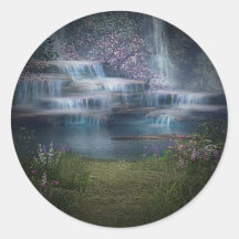 waterfall round sticker