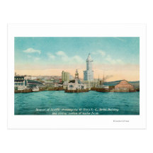 Waterfront View of Port and Smith Tower Post Card