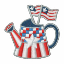 Watering can American flags embroidery women shirt