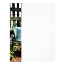 Watering Can and Blue Basket Letterhead Template