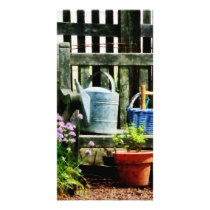 Watering Can and Blue Basket Photo Greeting Card