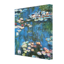 Waterlilies by Claude Monet, Vintage Impressionism Stretched Canvas Prints
