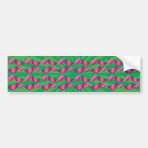Watermelon heart pattern on green bumper sticker