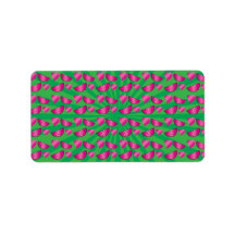 Watermelon heart pattern on green labels