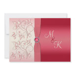 Watermelon Pink and Ivory Monogrammed Invitation