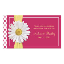 Watermelon Pink Shasta Daisy Wedding Favour Tag