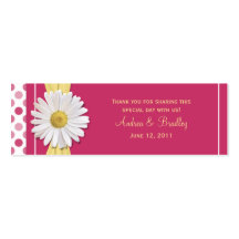 Watermelon Pink Shasta Daisy Wedding Favour Tag Business Cards