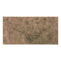 Watermelon Retro Flowers and Butterflies Abstract Picture Card