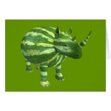 Watermelon Rhinoceros Greeting Cards