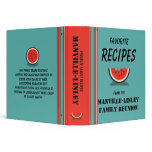 Watermelon Stripes Custom 1.5 Family Recipe Binder