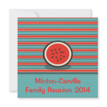 Watermelon Stripes Family Reunion Party Invitation