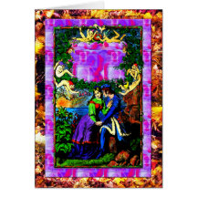 Waterside fantasy mythical garden Greeting Card