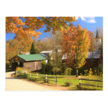 Waterville Vermont Covered Bridge and Village Post Card
