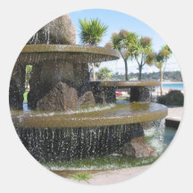 Waterworks On The Beach In Jersey Round Stickers