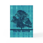 Watery Plaid and Tree Invitation