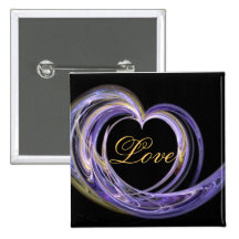 Wave Swept Love Filled Fractal Art Heart Pins