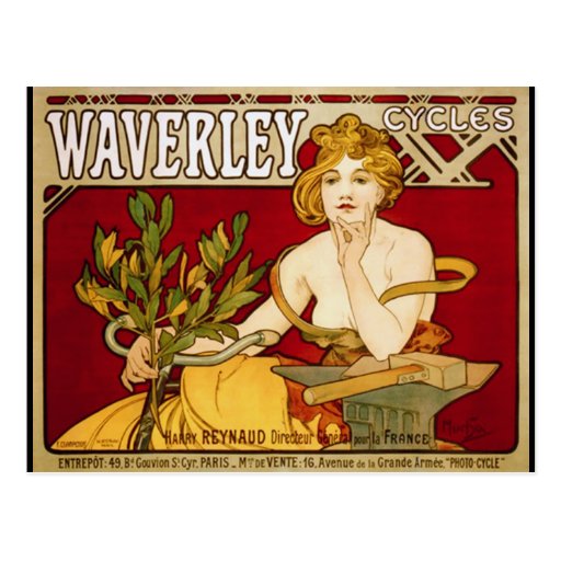 Waverley fait un cycle - art Nouveau - Alphonse Mu Cartes Postales