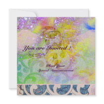 WAVES , bright purple green blue pink gold sparkle Custom Announcements