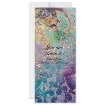WAVES , Elegant ,Teal, Blue Green Wedding Party Custom Invitations