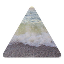Waves Hitting the Beach Shore 2 Triangle Stickers