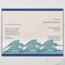 Waves of Love Navy Wedding Program Custom Flyer