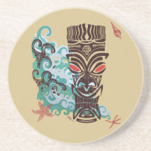Waves of TIki Drink Coaster