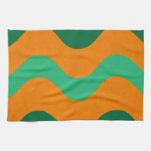 Waves Orange-Green American MoJo Kitchen Towels
