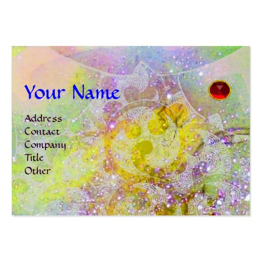 WAVES RUBY MONOGRAM, bright yellow green blue pink Business Card Template