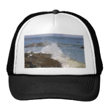 Waves Splashing Ocean Seaweed Beaches Mesh Hats