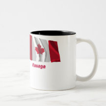 Waving Canada Flag with name in Russian Mugs